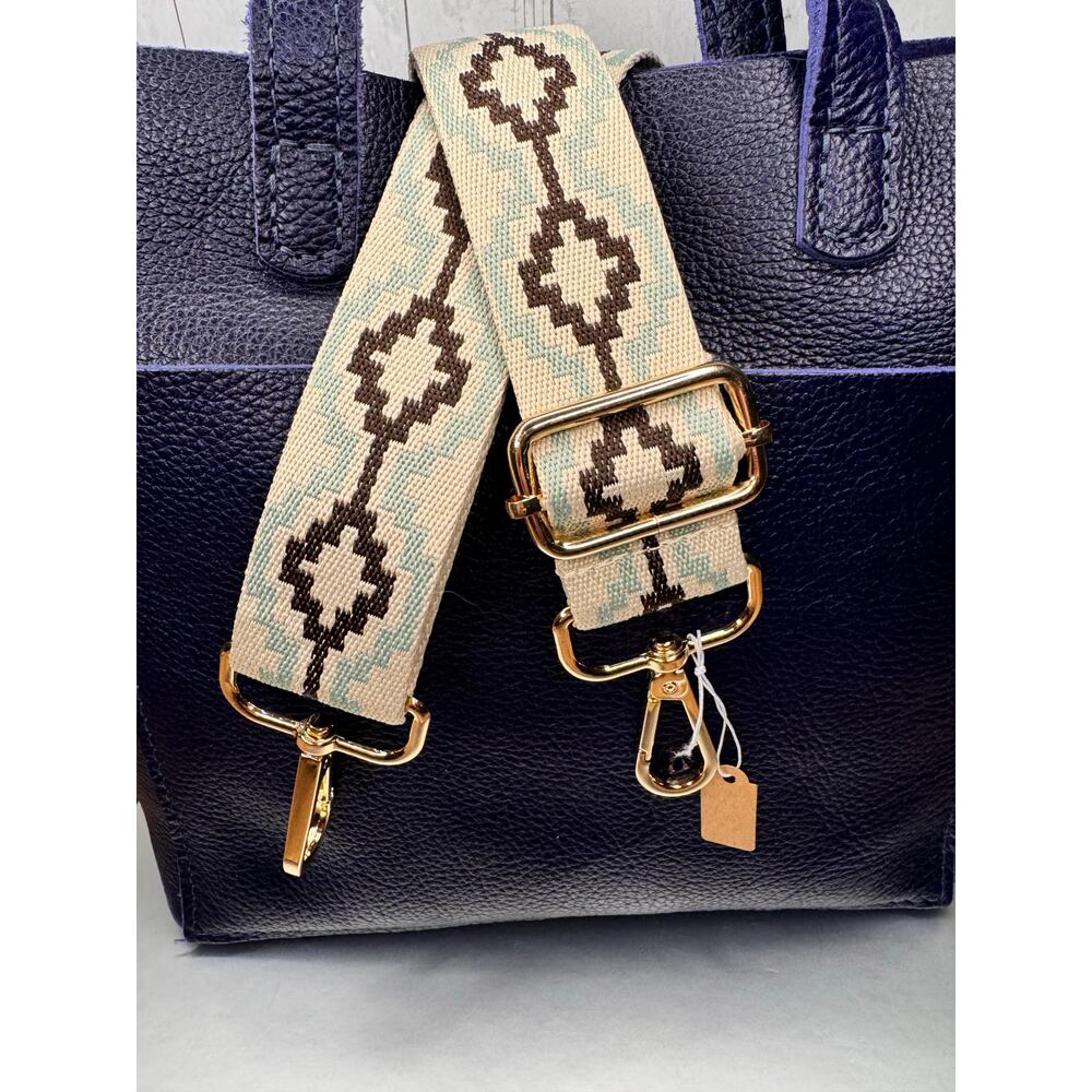 Southwest Pattern Neutral Light Blue Crossbody Purse Strap Bag Strap NEW!